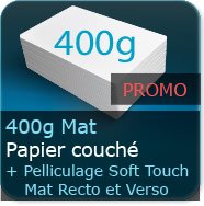 Cartes de visite 350g Mat Couché + Pelliculage Mat Soft Touch au Recto et Verso