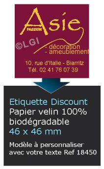 Autocollant & Étiquette Etiquette / autocollant discount en papier velin mat, Forme carré 4,6x4,6 cm - modèle Bordeaux - n18450- Livré en rouleau