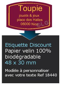 Autocollant & Étiquette Etiquette / autocollant discount en papier velin mat, Forme rectangle design 4,8x3 cm - modèle Bordeaux - n18440- Livré en rouleau