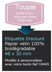 Autocollant & Étiquette Etiquette / autocollant discount en papier velin mat, Forme rectangle design 4,8x3 cm - modèle rose - n18445- Livré en rouleau