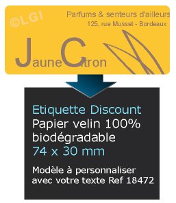 Autocollant & Étiquette Etiquette / autocollant discount en papier velin mat, Forme rectangle coins arrondis 7,4x3 cm - modèle Orange - n18472- Livré en rouleau