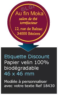 Autocollant & Étiquette Etiquette / autocollant discount en papier velin mat, Forme ronde 4,6x4,6 cm - modèle Bordeaux - n18430- Livré en rouleau