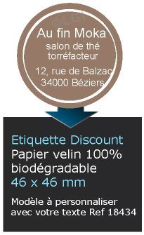 Autocollant & Étiquette Etiquette / autocollant discount en papier velin mat, Forme ronde 4,6x4,6 cm - modèle marron - n18434- Livré en rouleau
