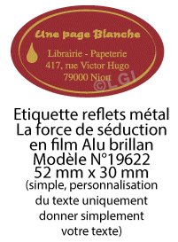 Autocollant & Étiquette Etiquette en métal brillant, Format Ovale 5,2x3cm - modèle rouge  - (film alu biodégradable, fibre de bois de cellulose) n19622- Livré en rouleau