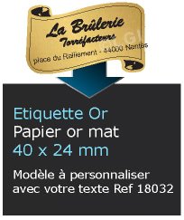 Autocollant & Étiquette Etiquette papier couleur Or métallique mat, impression noir, modèle Parchemin 4x2,4cm, n18032- Livré en rouleau