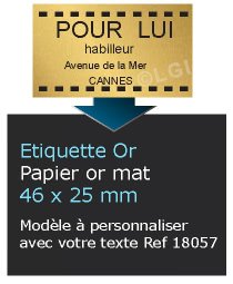 Autocollant & Étiquette Etiquette papier couleur Or métallique mat, impression noir, modèle Rectangle 4,6x2,5cm, n18057- Livré en rouleau