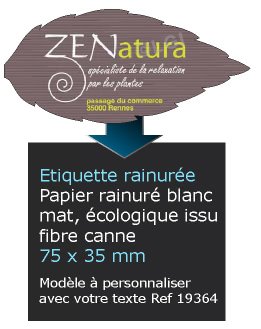 Autocollant & Étiquette Etiquette en papier rainuré mat, Forme feuille d'arbre 7,5x3,5 cm - modèle gris foncé - n19364- Livré en rouleau