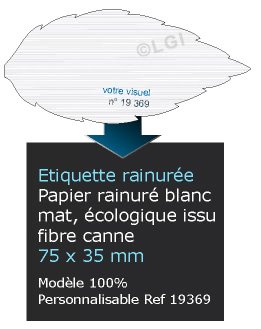 Autocollant & Étiquette Etiquette en papier rainuré mat, Forme feuille d'arbre 7,5x3,5cm - modèle personnalisé - n19369- Livré en rouleau