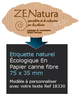 Autocollant & Étiquette Etiquette, tons naturel, modèle Feuille d'arbre 7,5x3,5 cm couleur kraft, écologique en papier canne fibre n18330- Livré en rouleau