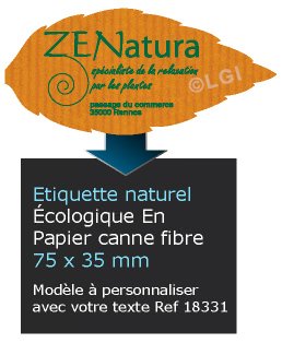 Autocollant & Étiquette Etiquette, tons naturel, modèle Feuille d'arbre 7,5x3,5 cm couleur orange écologique en papier canne fibre n18331- Livré en rouleau