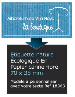 Autocollant & Étiquette Etiquette, tons naturel, modèle Rectangle 7x3,5 cm couleur bleu, écologique en papier canne fibre n18363- Livré en rouleau