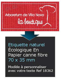 Autocollant & Étiquette Etiquette, tons naturel, modèle Rectangle 7x3,5 cm couleur rouge, écologique en papier canne fibre n18362- Livré en rouleau