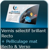 Cartes de correspondance Pelliculage Mat au Recto et Verso + Vernis Sélectif Brillant au Recto