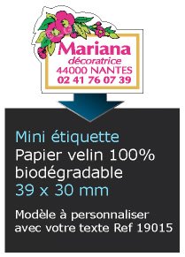 Autocollant & Étiquette Mini Etiquette / autocollant en papier velin mat, Forme rectangle spécial fleur 3,9x3 cm - modèle blanc et rose - n19015- Livré en rouleau