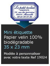 Autocollant & Étiquette Mini Etiquette / autocollant en papier velin mat, Format découpe spéciale rectangle 3,5x2,3 cm - modèle bleu - n19024- Livré en rouleau