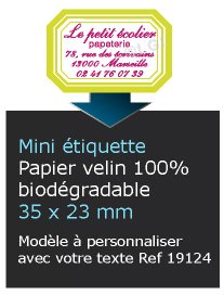 Autocollant & Étiquette Mini Etiquette / autocollant en papier velin mat, Format découpe spéciale rectangle 3,5x2,3 cm - modèle Vert - n19124- Livré en rouleau