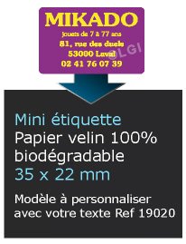 Autocollant & Étiquette Mini Etiquette / autocollant en papier velin mat, Forme rectangle coins arrondis 3,5x2,2 cm - modèle violet - n19020- Livré en rouleau