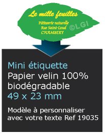 Autocollant & Étiquette Mini Etiquette / autocollant en papier velin mat, Forme feuille d'arbre 4,9x2,3 cm - modèle vert - n19035- Livré en rouleau