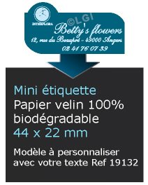 Autocollant & Étiquette Mini Etiquette / autocollant en papier velin mat, Forme spéciale rectangulaire 4,4x2,2 cm - modèle bleu - n19132- Livré en rouleau