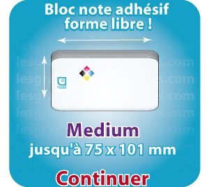 Bloc-note adhésif Forme personnalisée jusqu à 75x101mm