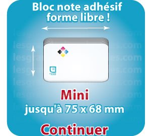 Bloc-note adhésif Forme personnalisée jusqu à 75x68mm
